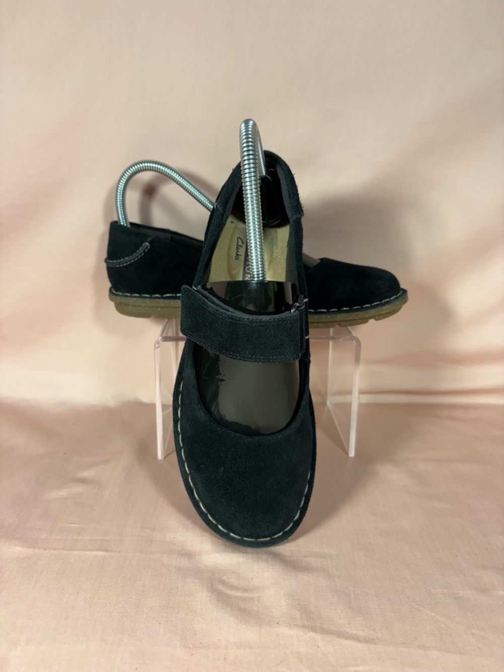 Clarks Collection Tamitha Aster Black Suede Mary Jane Shoes Size 6.5M